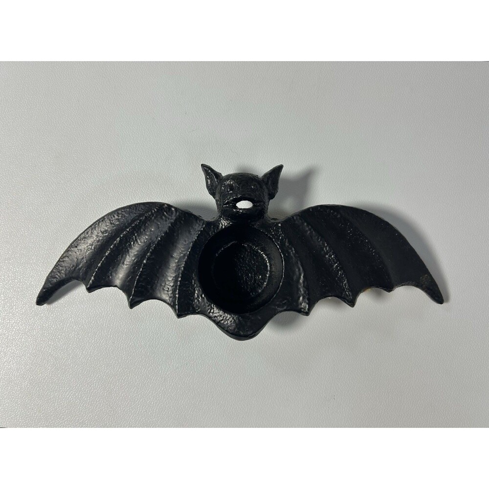 Halloween Bat Tealight Candle Holder Black Metal Gothic Decor